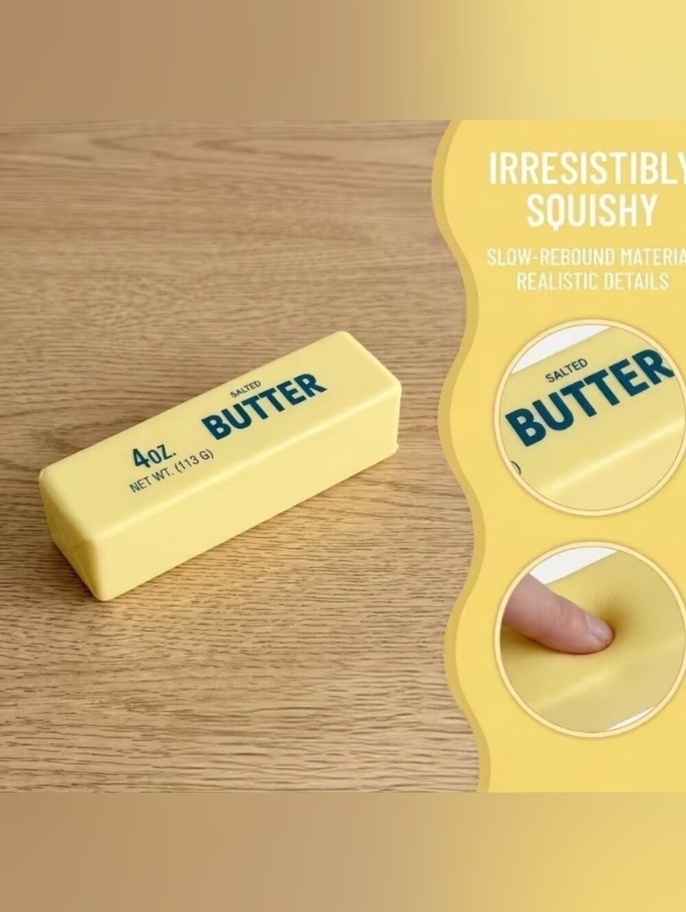 Viral Squishy Stress Relief Butter 4C New In Package 5.5 Long NWOT - Picture 3 of 5